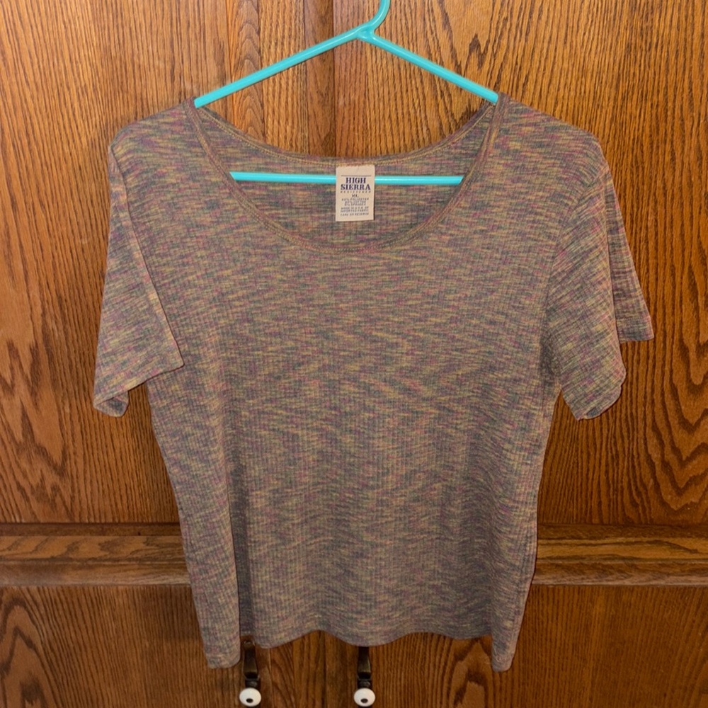 Stretchy ribbed pink green and yellow t shirt size XL by High Sierra